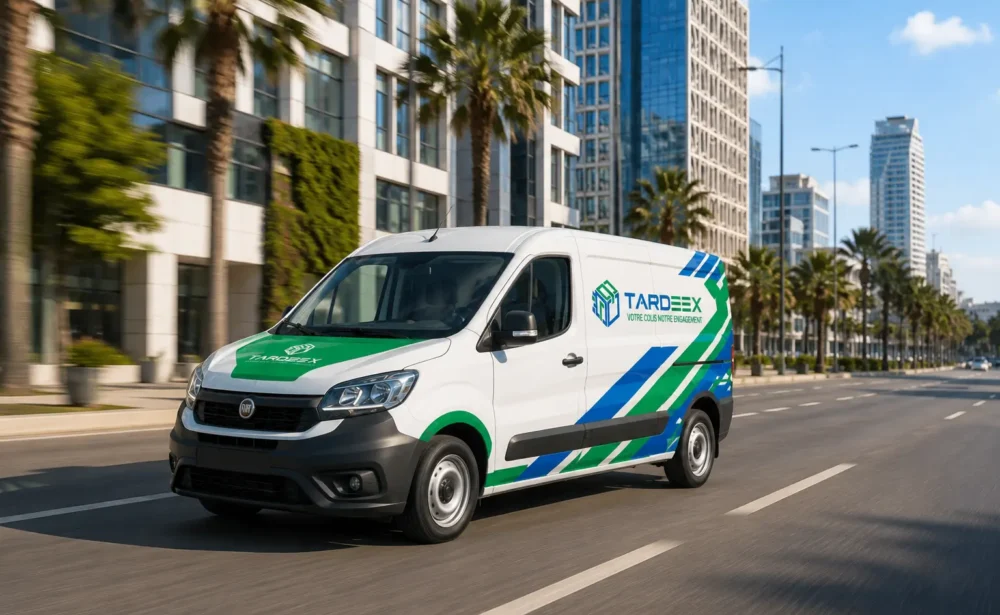Livraison partout au Maroc 1 Véhicule Tardeex assurant la livraison de colis dans une ville marocaine